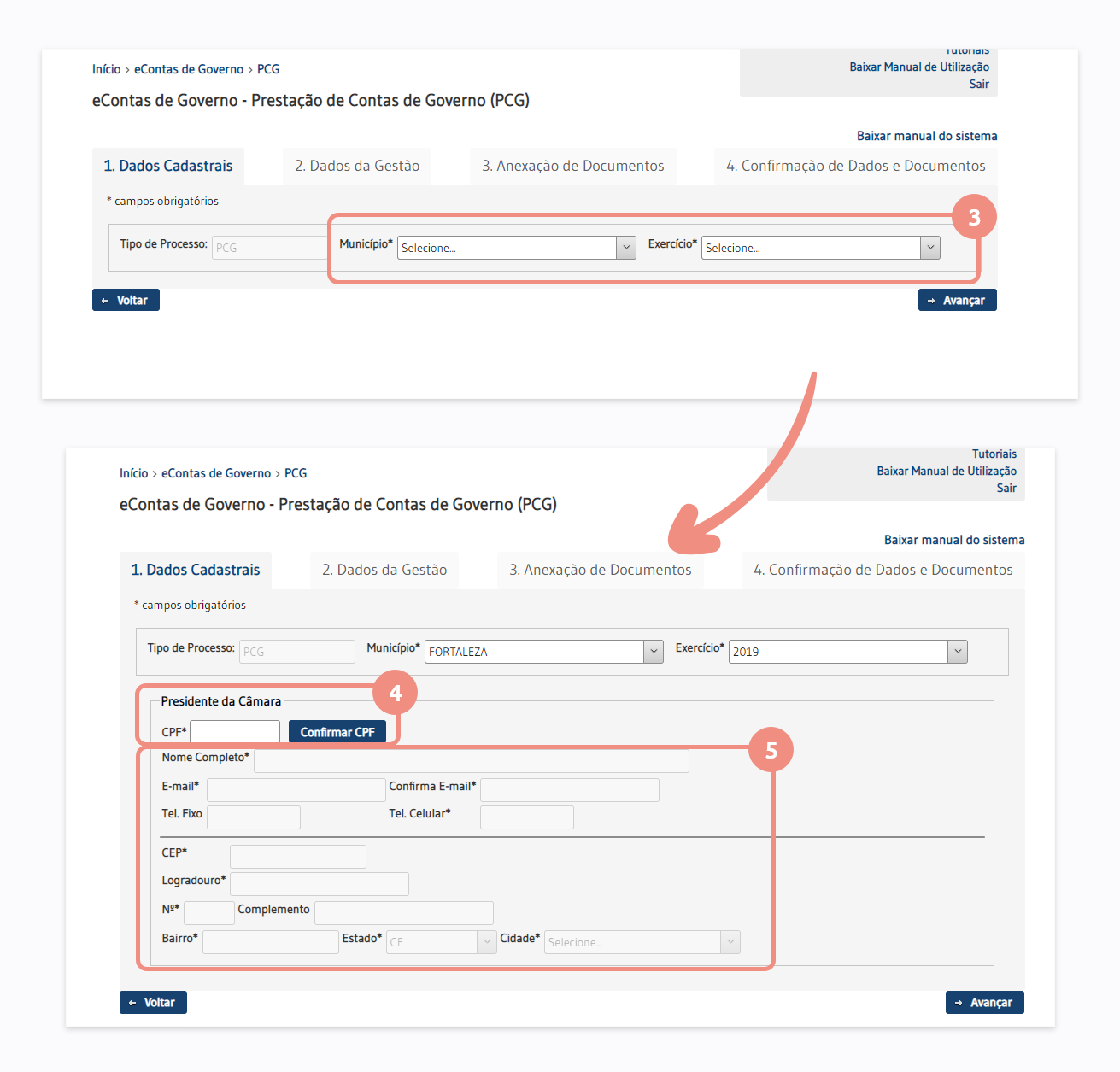 Cadastro da PCG - Etapa 1 - Dados Cadastrais