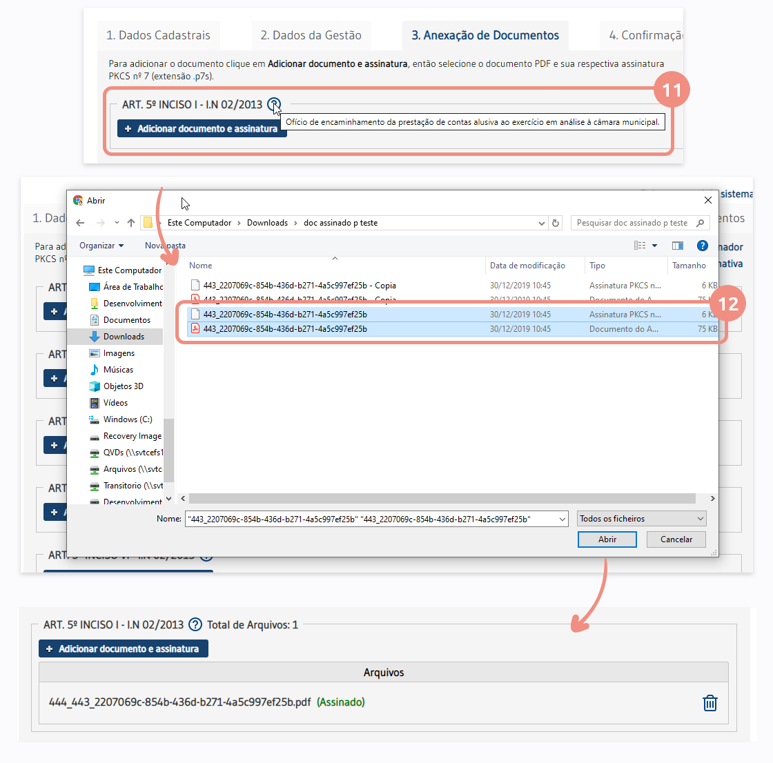 Cadastro da PCG - Etapa 3 - Anexação de documentos