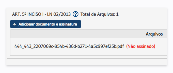 Cadastrar PCG - Etapa 3 - Anexação de documentos - Exemplo de documento não assinado